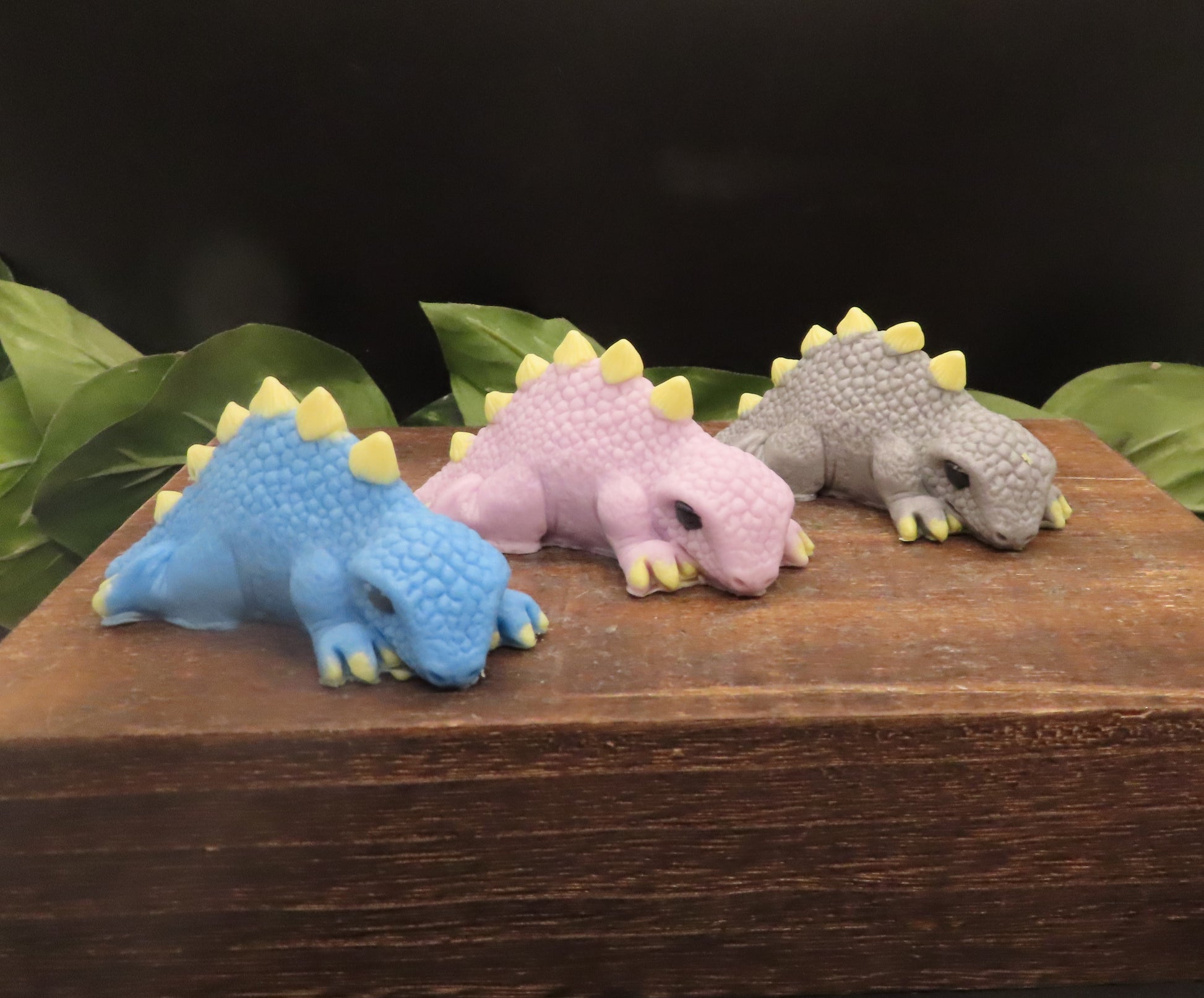 Gray, Blue and Pink Stegasaurus goat milk soaps